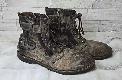 BED STU Mens Ankle Boots Distressed Brown Leather Size 11 Size Zip Grunge Punk • $23.96