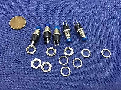 5 Pieces BLUE -- Mini Push Button SPST Momentary N/O OFF-ON Switch 6mm FL6022 C1 • $10.86