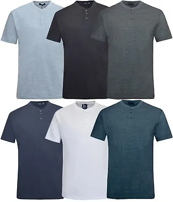 £9.95 • Buy Mens Henley T-shirt Short Sleeve Plain Grandad Neck Top Casual Summer M - 3XL