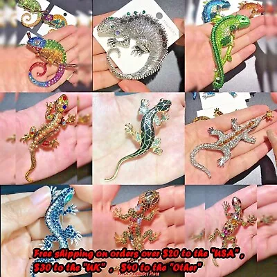 Big Lizard Brooches Chameleon Gecko For Women Men Pin Fashion Jewelry Gifts Pins • $3.79