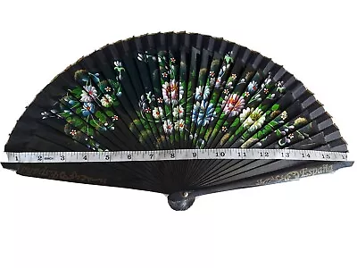 £35 • Buy Beautiful Vintage Wooden Handpainted Floral Hand Fan - Spanish.