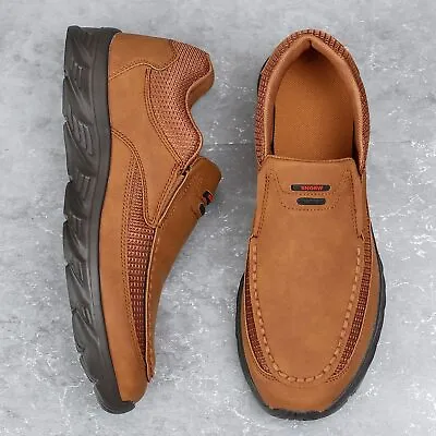 Zapatillas De Cuero Ligeras Para Hombre Zapatos Sin Cordones Cómodos De Negocios • $33.99