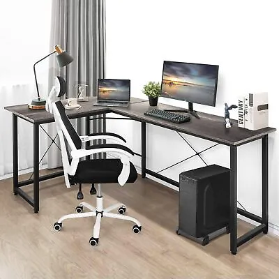 L Shaped Desk Home Office Corner Computer Gaming Laptop Table Workstation Gray • $85.99