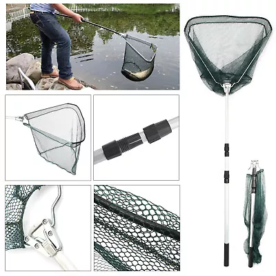 Landing Net Telescopic Folding Fishing Extending Fly Carp Long Handle Durable UK • £7.69