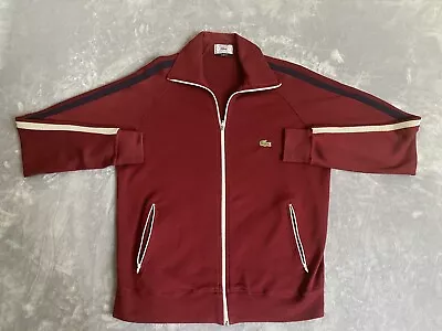 Vintage Lacoste Jacket Mens Medium Full Zip Track Tennis Izod Sweatshirt Red 90s • $39.99