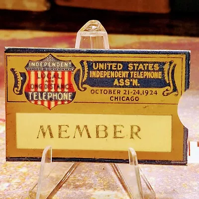 Vintage Name Tag United States Independent Telephone  Ass'n October 21-24 1924 2 • $7.99