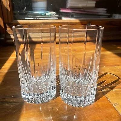 Vintage Mikasa Arctic Lights Crystal Highball Tumbler Glasses 5-1/4  - 2 Pieces • $65