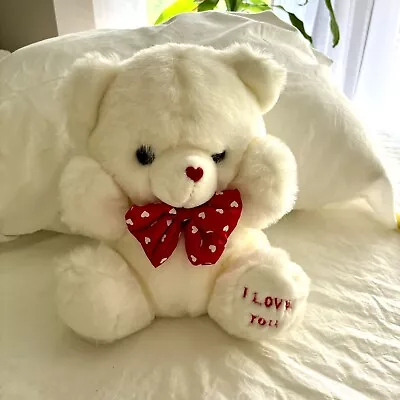 I Love You Heart Teddy Bear Plush Stuffed Animal Toy Gift White Red 10” • $9.97