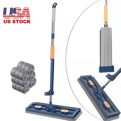 Upgrade Style Large Flat Mop 360°Rotating Magic Self Wringing Mop W/ 6PCS Rags • $16.99