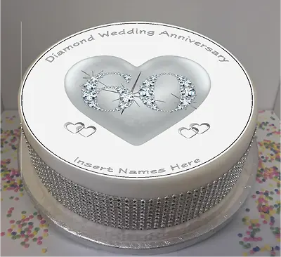 £5.79 • Buy Personalised 60th Diamond Wedding Anniversary 8  Icing Sheet / Cake Topper