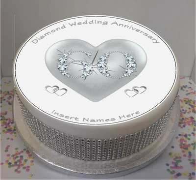 £5.79 • Buy Personalised 60th Diamond Wedding Anniversary 8  Icing Sheet / Cake Topper