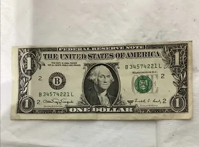 1988 $1 Federal Reserve Note ERROR MISALIGNED MAJOR SHIFT • $349