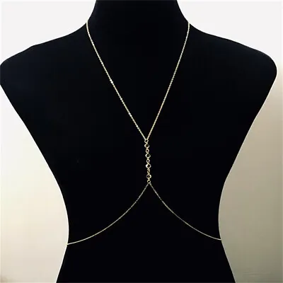 Simple Beach Necklace Rhinestone Belly Body Chain Copper Sequins Body Jewe*eh • £2.88