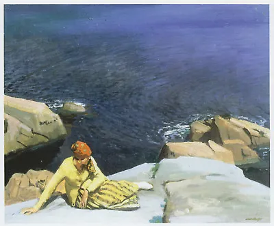 Girl On Cliffs At Lamorna Cove Laura Knight Print In 11 X 14 Inch Mount SUPERB • £23.95