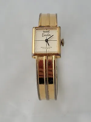 Vintage Modern 1970's Marcel Boucher 17 Jewels Windup Spring Cuff Ladies Watch • $19