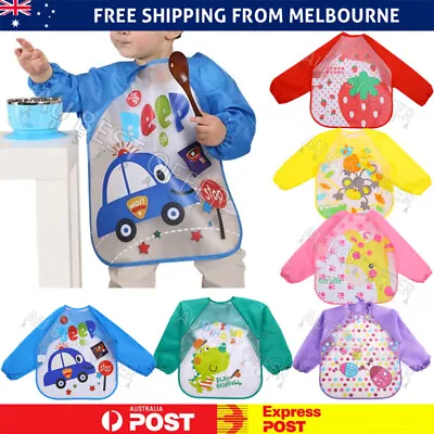 $5.85 • Buy Baby Kids Smock Toddler Waterproof Long Sleeve Art Children Feeding Bib Apron AU