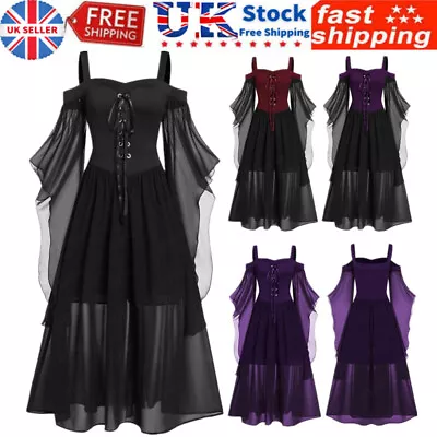 Halloween Womens Witch Cosplay Fancy Dress Gothic Medieval Renaissance Costume • £19.94