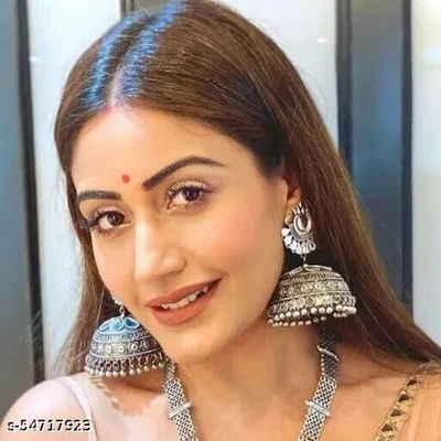 $29.44 • Buy Indian Traditional Bollywood Silver Oxidised Jhumka Jhumki Earrings Jewelry