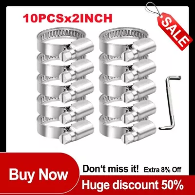 2INCH Adjustable Hose Clamps Worm Gear Stainless Steel Clamp Assortment 10PCS • $12.35