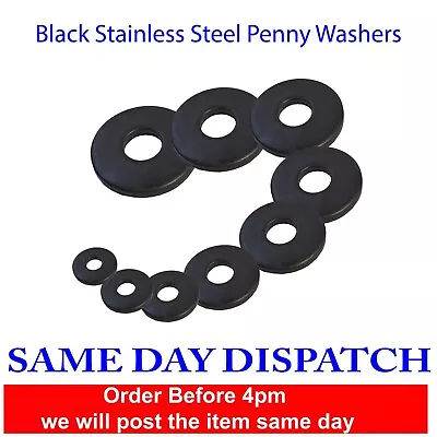 Stainless Steel BLACK Penny Washers Mudguard Repair Washer • £11