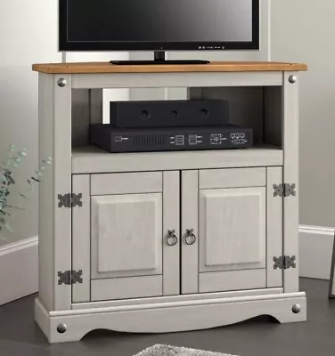 Grey Corner TV Unit Media Cabinet Stand Side Table Cupboard Storage Solid Pine • £100.79