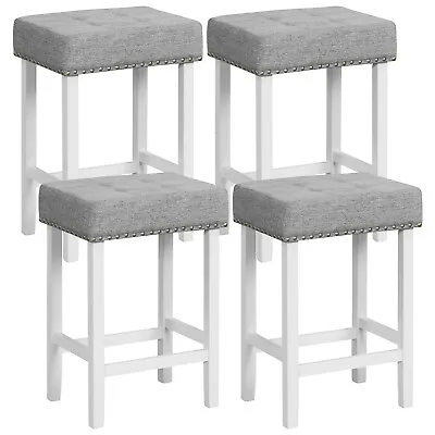 Set Of 4 Tufted Upholstered Counter Height Chairs Bar Stools W/ Rubber Wood Legs • $175.99