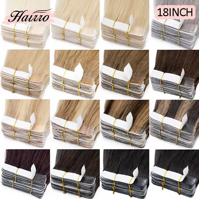 8A Tape In Extensions 100% Real Remy Soft Human Hair Hairpiece Skin Weft 18Inch • $25.19