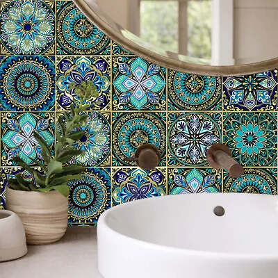 Vintage Boho Kitchen/Bathroom Tile Wall Stickers Self-Adhesive Moroccan Mosaic • £3.68