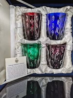 Faberge Bubble Crystal Colored Old Fashion Glasses NIB • $1150