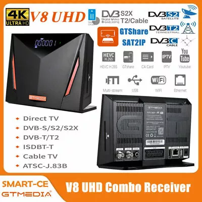 $53.99 • Buy DVB S2X/T2/C/ATSC-J83B Twin Tuner Combo TV Box Satellite Receiver 4K UHD Decoder