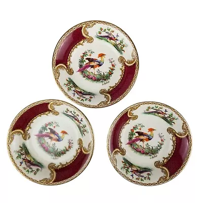 Myott Staffordshire Chelsea Bird Red Fruit Dessert Sauce Bowl Set Of 3 - 5  Rare • $96.53