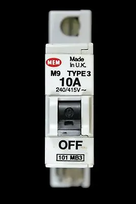 Mem 10 Amp Type 3 M9 Mcb Circuit Breaker 101mb3 • £3.95