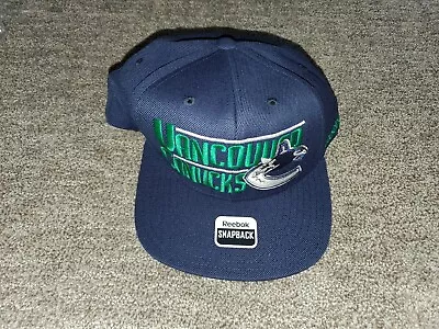 NHL Vancouver Canucks Men's High Box Flat Brim Snapback Cap One Size Blue • $29