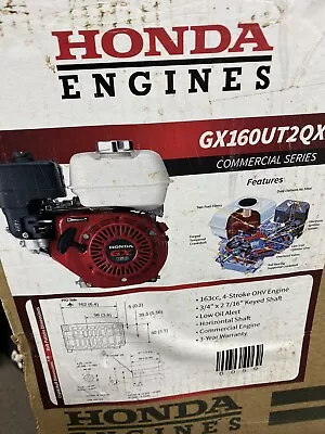 Honda GX160UT2QX2 Horizontal OHV Engine 163cc GX Series 3/4in. X 2 7/16in. Shaft • $299