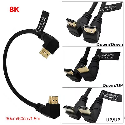 Up Down 90° Angled Ultra HD High Speed HDMI 2.1 Cable 8K@60HZ HDR Adapter Cord • $7.99