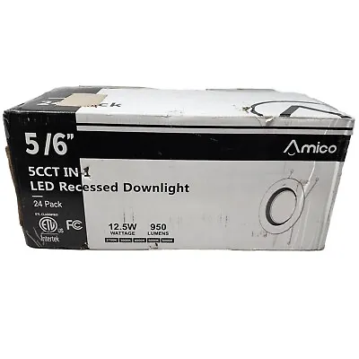 Amico 5/6 Inch 5CCT LED Recessed Lighting Dimmable 2700K-6000K 950LM (24 Pack) • $59.99