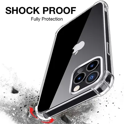 Case For IPhone 15 14 Pro Max Plus 13 11 12 XR 7 Clear Shockproof Cover Silicone • £3.96