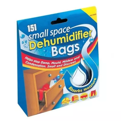 151 Small Space Dehumidifier Bags Sachet Pack Mould Mildew Damp Wardrobe Drawers • £2.79