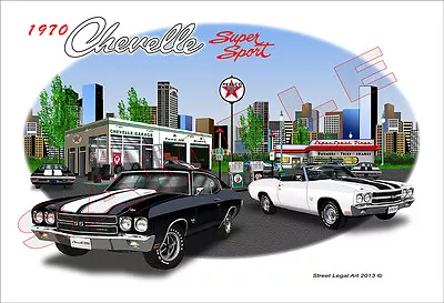 1970 Chevelle Muscle Car Art Print - Black • $34.99