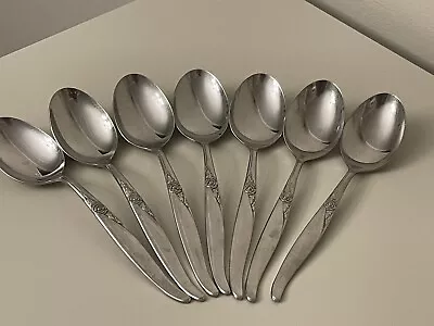 Oneida Wm Rogers Stainless La Rose Spoon Lot Of 7 • $12