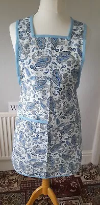 Vintage Retro Style Handmade  1950s/60s Blue Paisley  Apron Pinny • £12.99