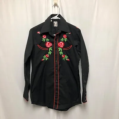 Karman Vintage Western Shirt Mens 15 Embroidered Pearl Snap Western Rodeo USA • $44.79