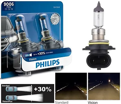 Philips Vision 30% 9006 HB4 55W Two Bulbs Fog Light Replacement Lamp Plug Play • $23.27