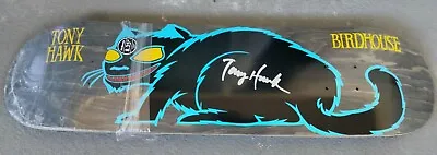 TONY HAWK Signed Birdhouse EVIL CAT BLUE 8.25 Skateboard Deck - PSA COA • $1084