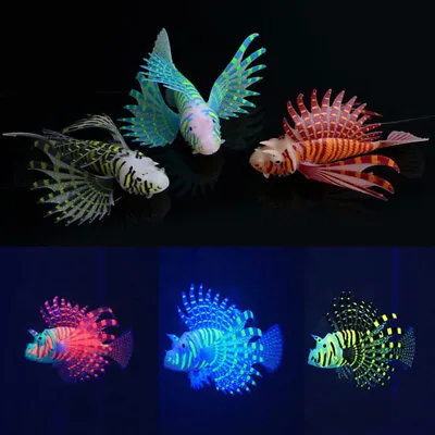 Aquarium Artificial Luminous Lionfish Fish Tank Landscape Silicone Fake Fishes • £4.68