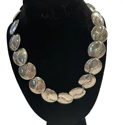 Sterling Overlapping Disc Necklace - Mexican - Retro - Marked C-6 • $145