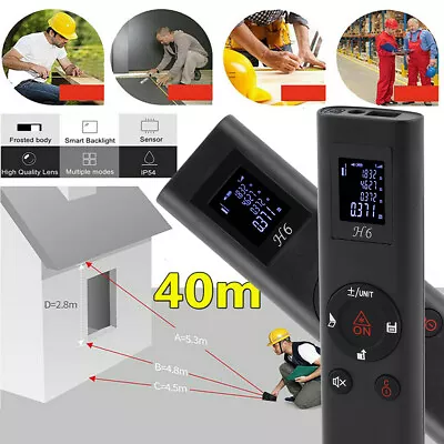 40M Range Finder Handheld Metal Digital Laser Point Distance Meter Measure Tape • £17.99