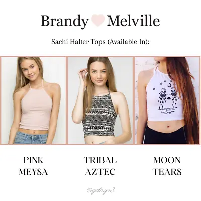 Brandy Melville Sachi Halter Tops Pink Meysa / Tribal Aztec / Moon Tears Small • $17.99