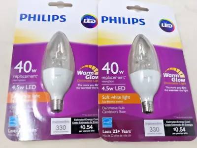 2 Philips LED Warm Glow 40w Replacement 4.5 LED Soft White Light 330 Lumens • $14.50