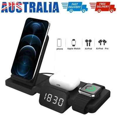 $46.98 • Buy Wireless Charger Dock Charging Station With Clock For Apple Watch IPhone 13 12 